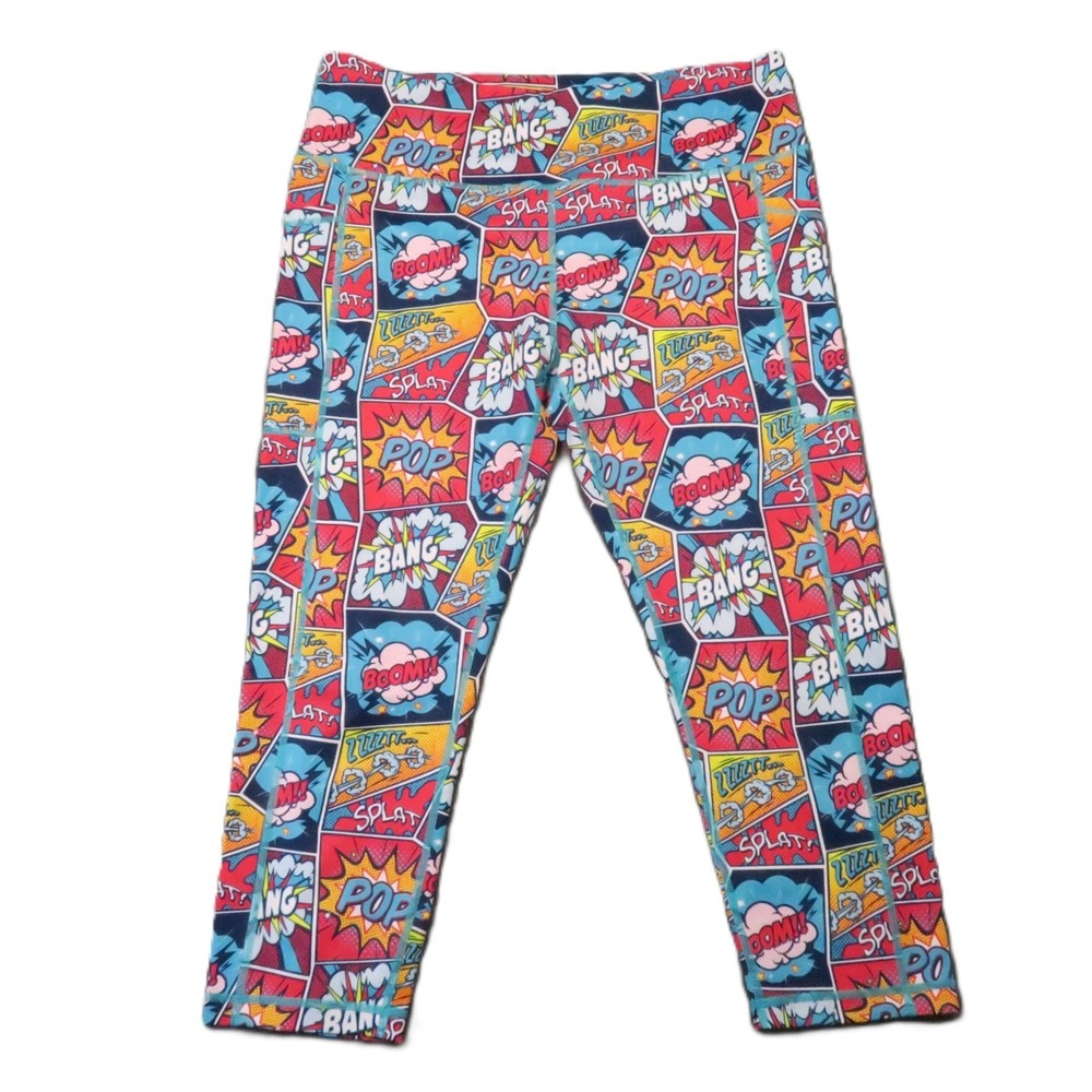Constantly Varied Gear Knockout Comic Book Leggings XL Capri Super Hero Retired‎